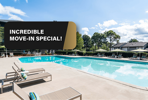 an image of a swimming pool with a sign that reads irrigable move in specialat Glen Hollow, Georgia 30034